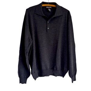 Kirkland Signature Extra Fine Merino Wool 3/4 Button Down Pullover Sweater Med.